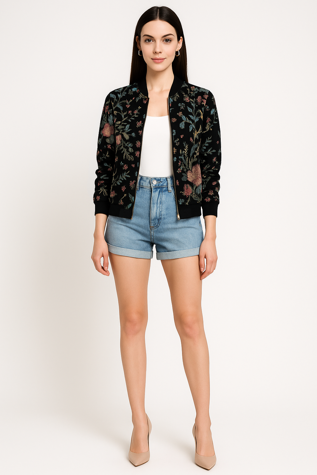 Women’s Printed Bomber Jacket Lightweight Casual Zip Jacket - photo 8