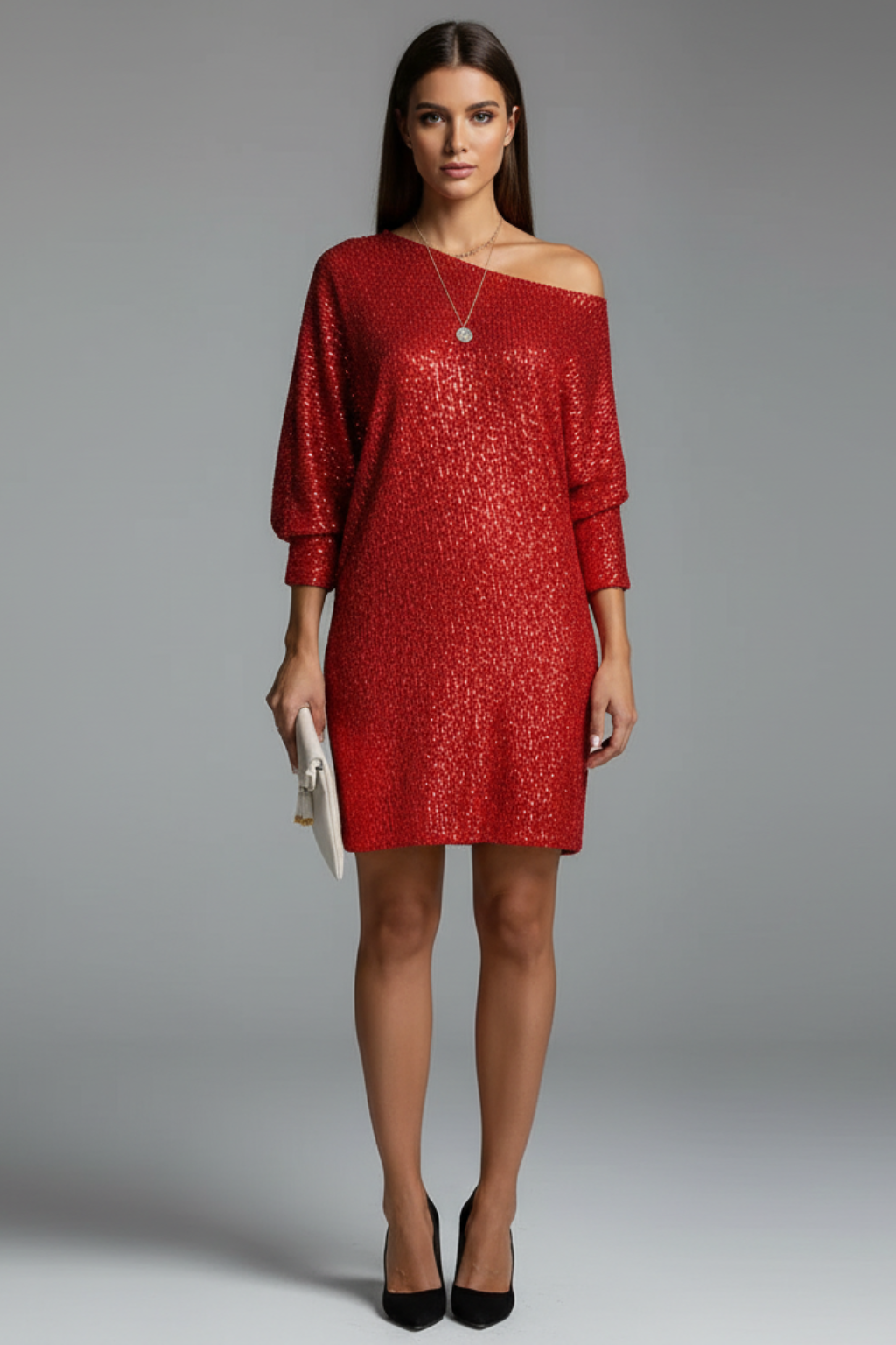Rochie midi de cocktail cu paiete strălucitoare, pentru femei