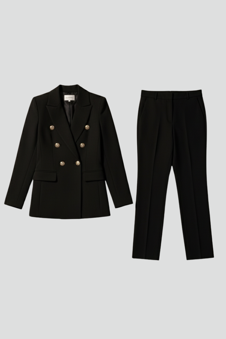 Women's Double Breasted Blazer and Straight Leg Trouser Set - photo 1
