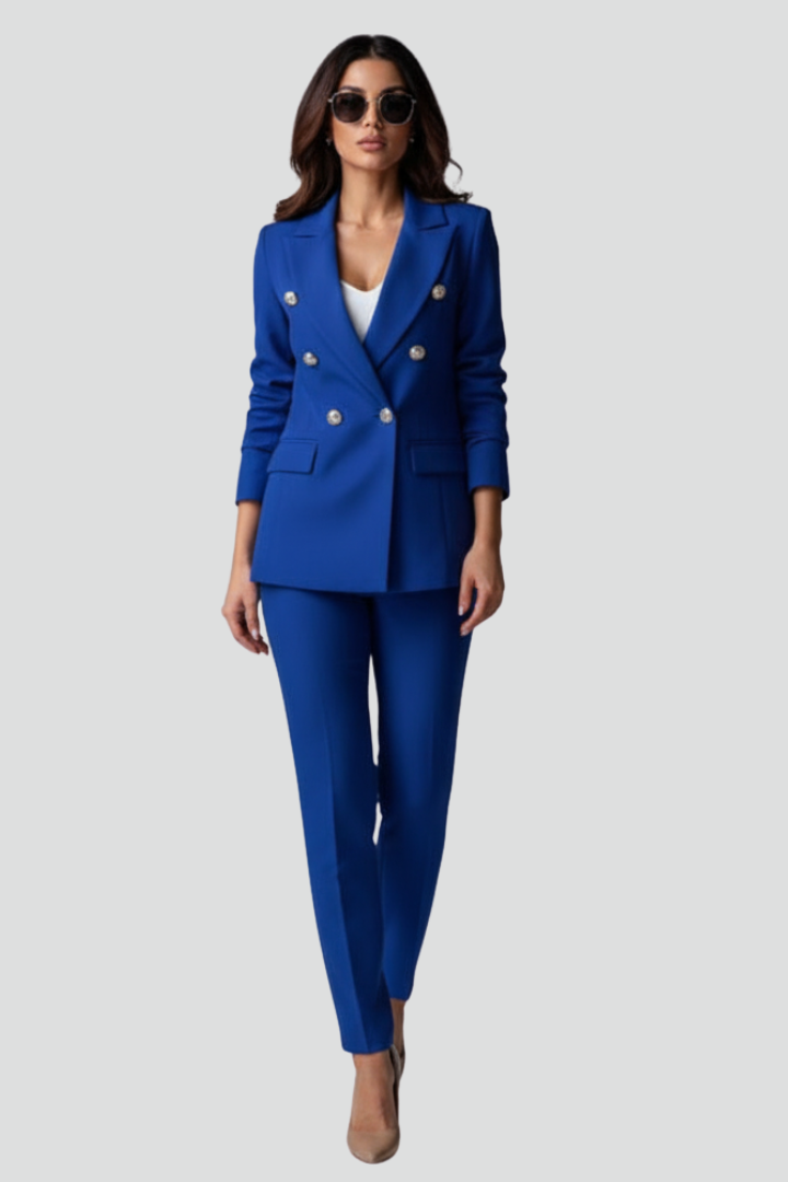 Women's Double Breasted Blazer and Straight Leg Trouser Set - photo 13