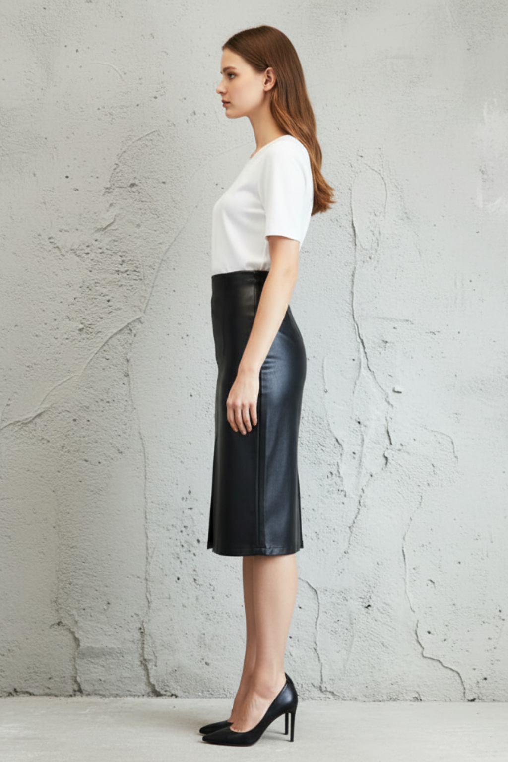 Women's Black Leather Pencil Skirt - photo 3