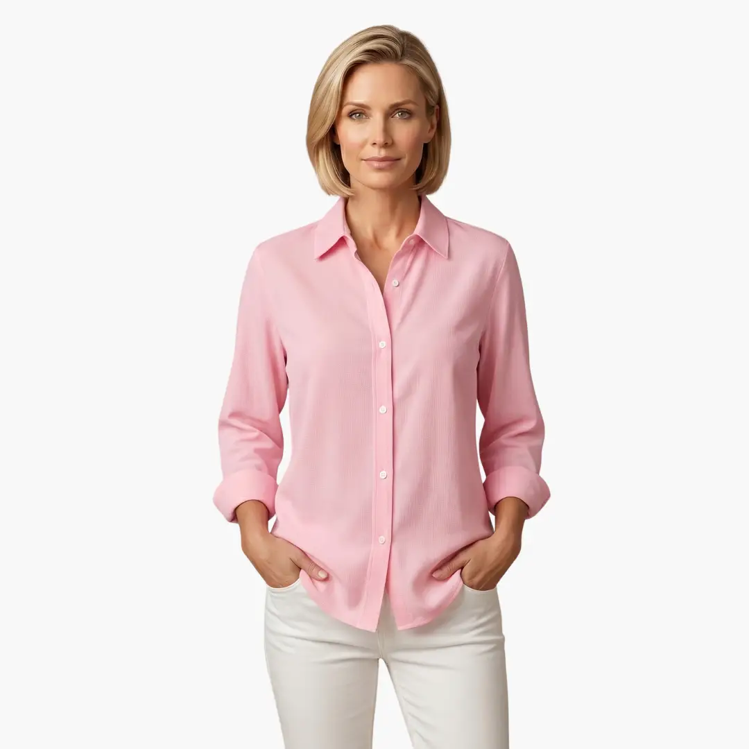 Women's Button Up Blouse with Collar and Long Sleeves - photo 8