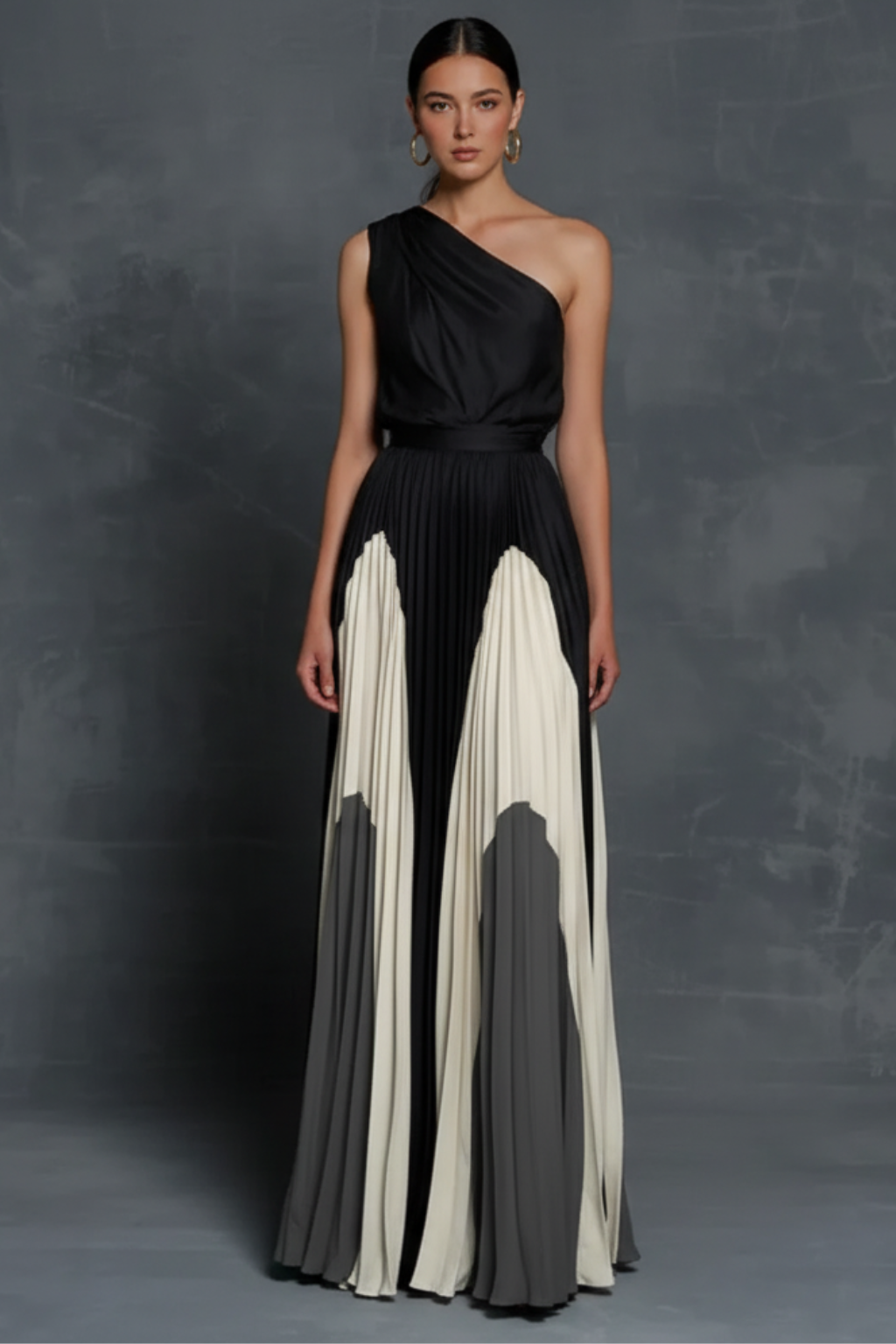 Rochie maxi de damă cu design elegant pe umeri