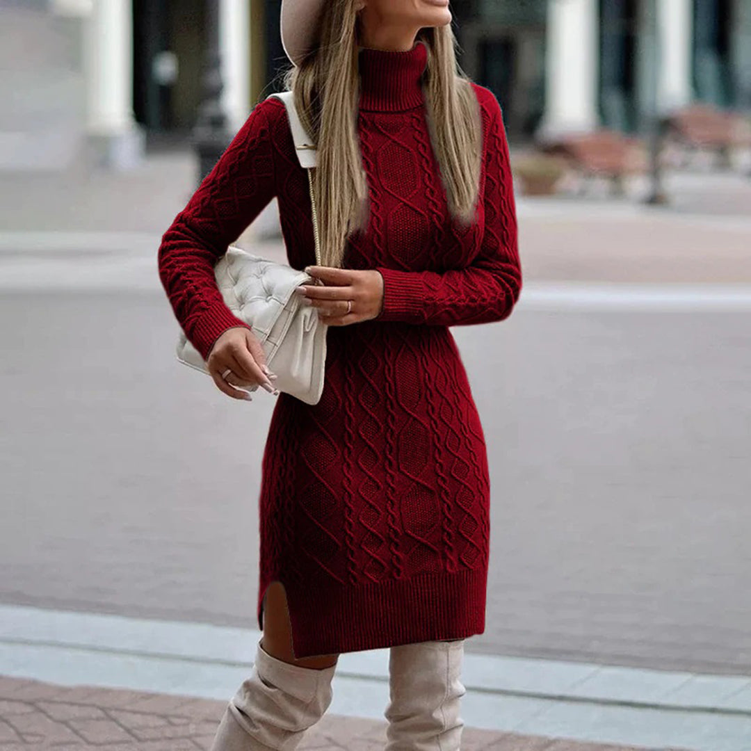 Paris - Women's Long Sleeve Turtleneck Dress - photo 1