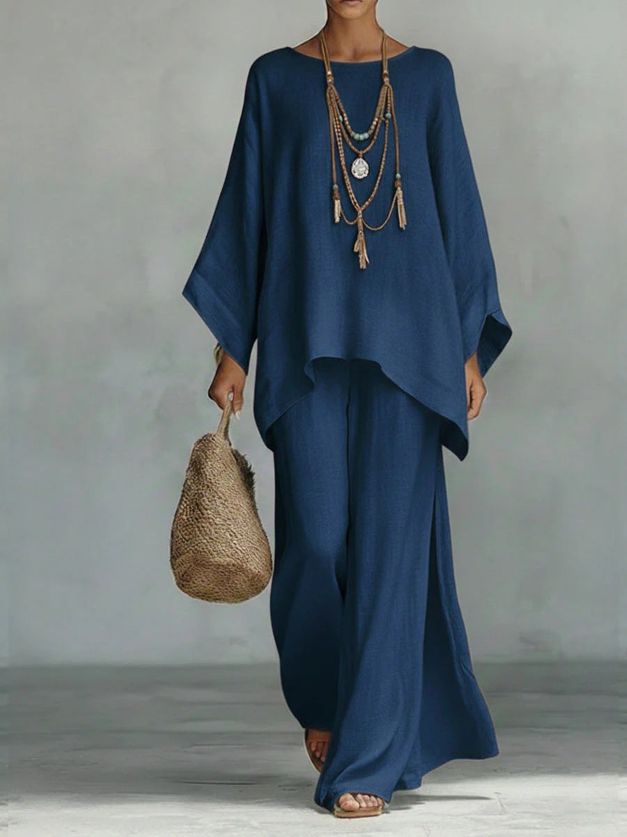 Beatrice - Minimalist Linen-Blend Flowy Top and Pants Set - photo 6