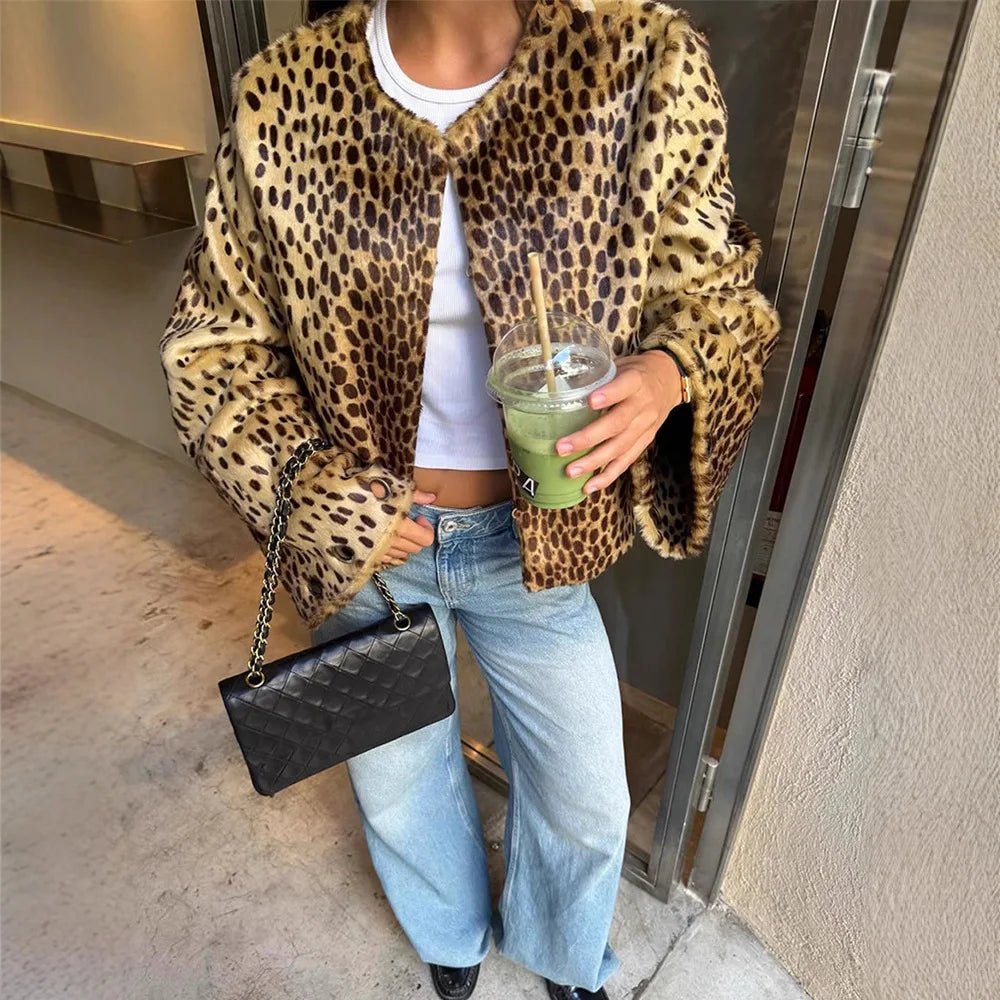 Adrienne - Women's Relaxed Jacket with Leopard Print - photo 1
