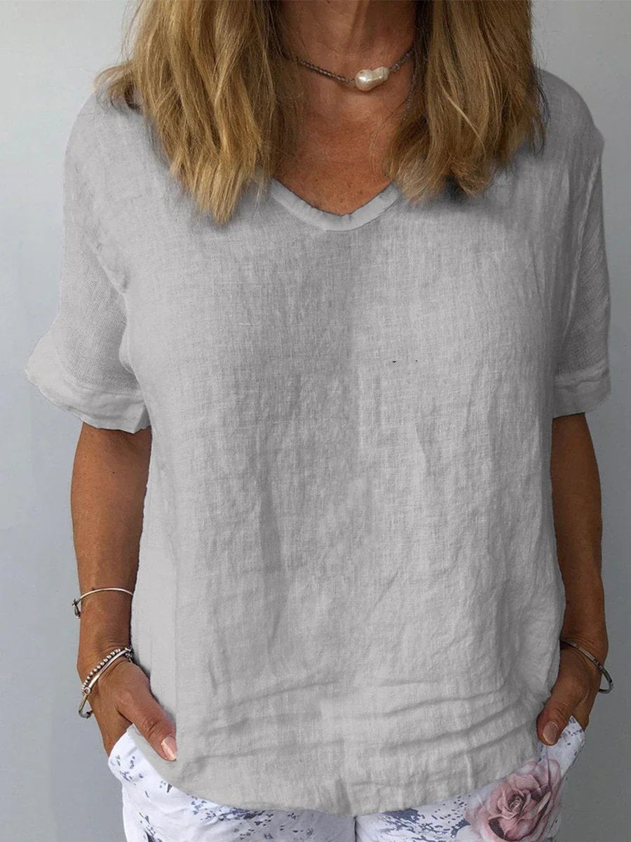 Adrienne - Women's V Neck Blouse in a Relaxed Fit - photo 4