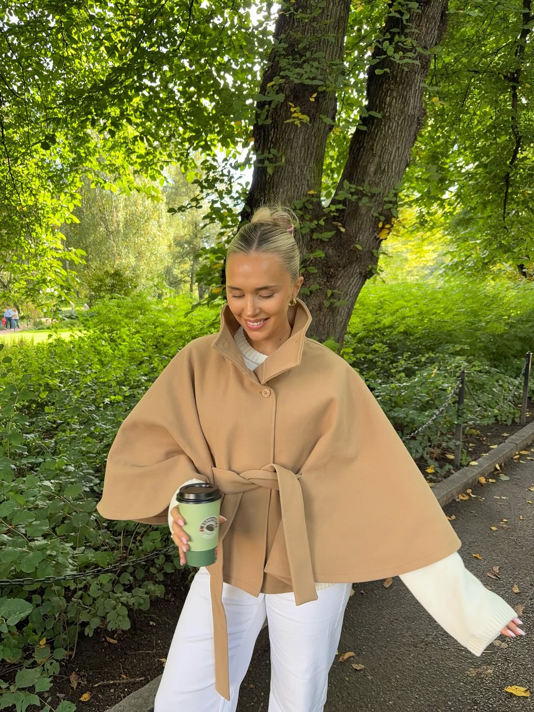 Agatha - Women's Wrap Cape with Ruching and Button Front - photo 5