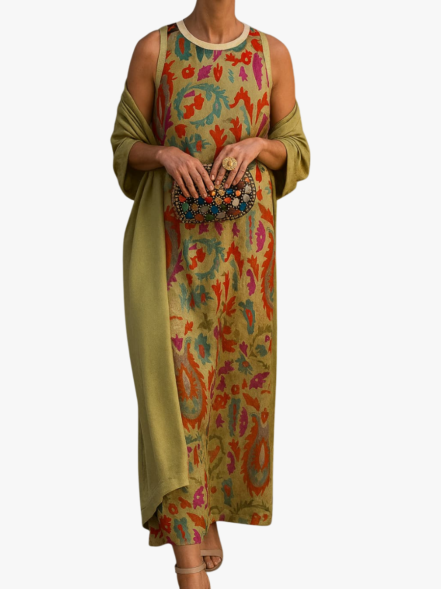 Ainsley - Women's Maxi Dress with Boho Print and Matching Gilet - photo 5