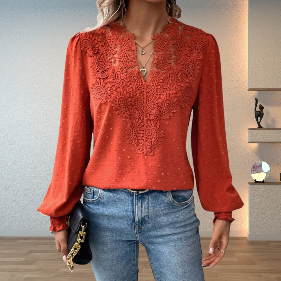 Albertine | Romantic Openwork Long Sleeve Blouse