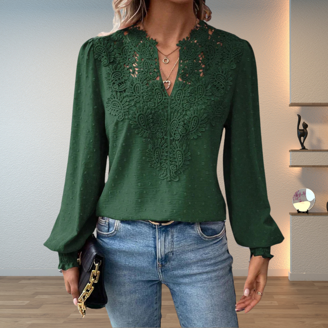 Albertine | Romantic Openwork Long Sleeve Blouse