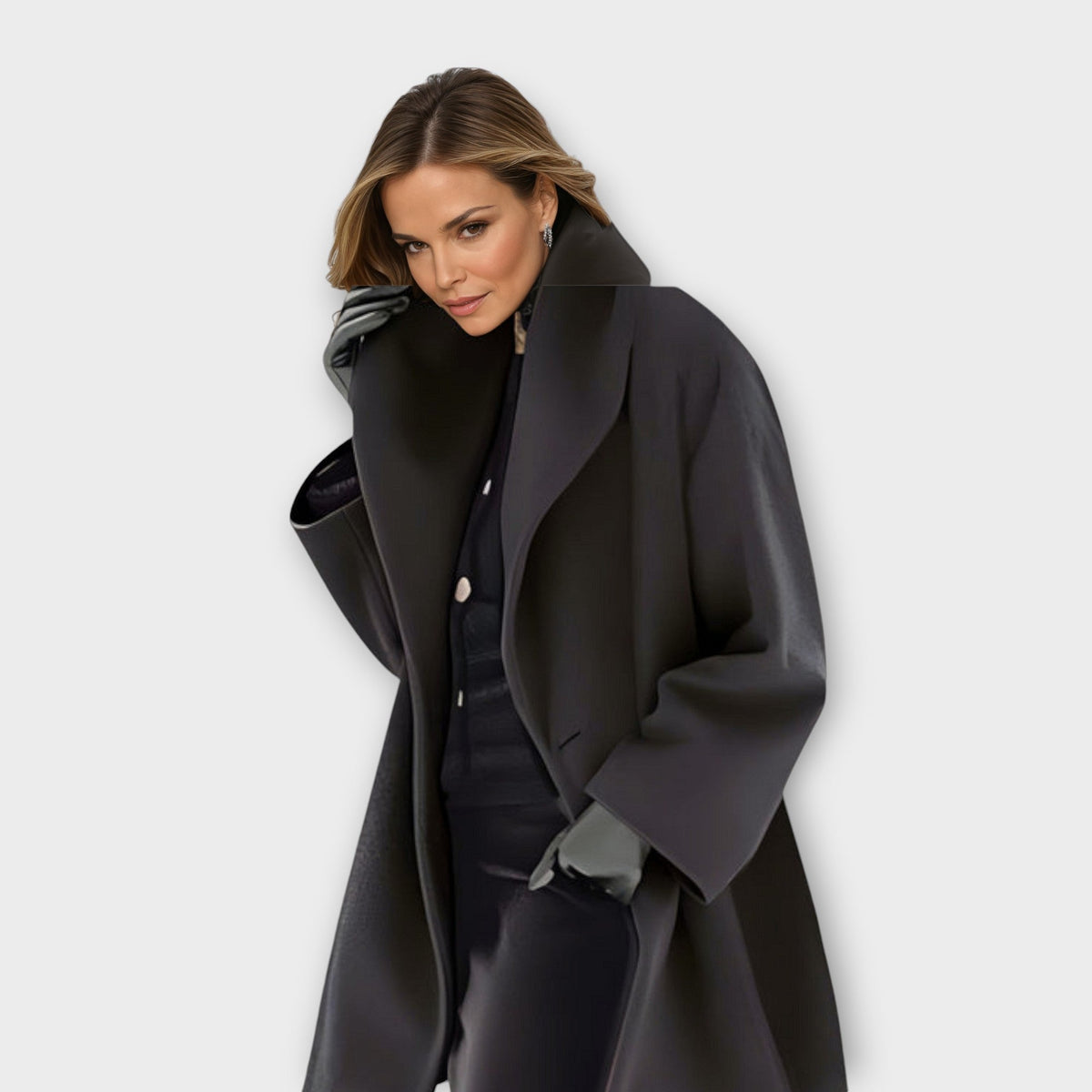 Maria - Oversized Winter Coat with Wide Collar for Women - photo 3