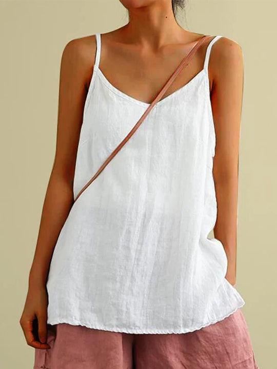 Alexandria - Women's Linen Cami Top with Spaghetti Straps - photo 1