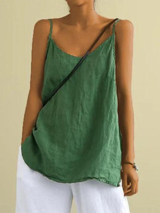 Alexandria - Women's Linen Cami Top with Spaghetti Straps - photo 2