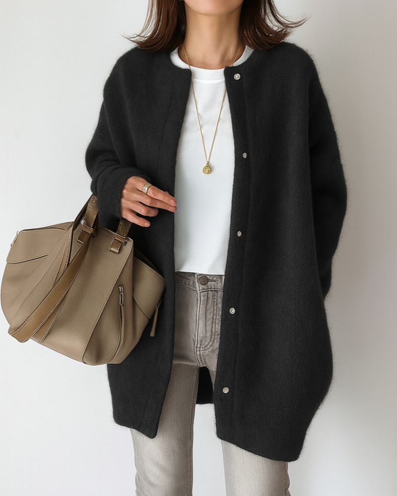 Ally - Women's Relaxed Cardigan with Button Front and Side Pockets - photo 2
