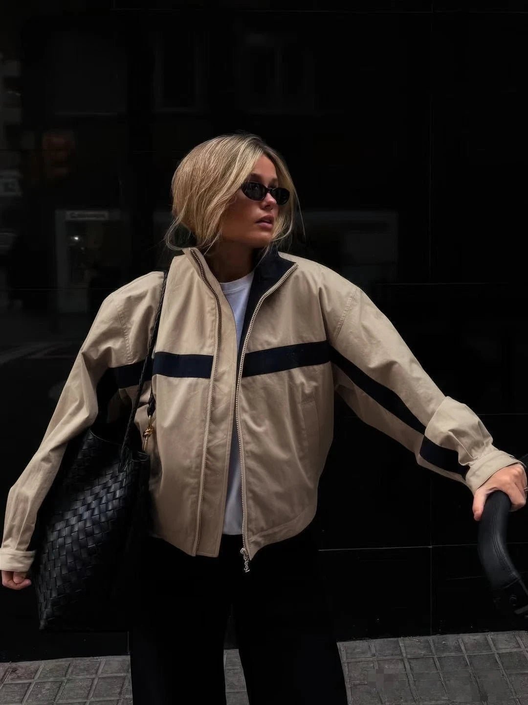 Amanda - Women's Relaxed Bomber Jacket with Zip Front and Hood - photo 1