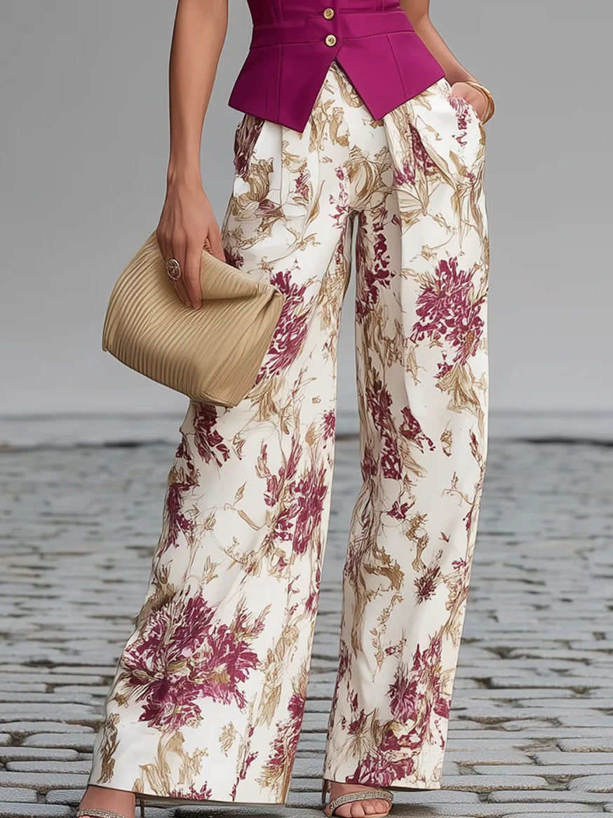 Amber - Women's Fitted Two-Piece Set with Floral Print - photo 4
