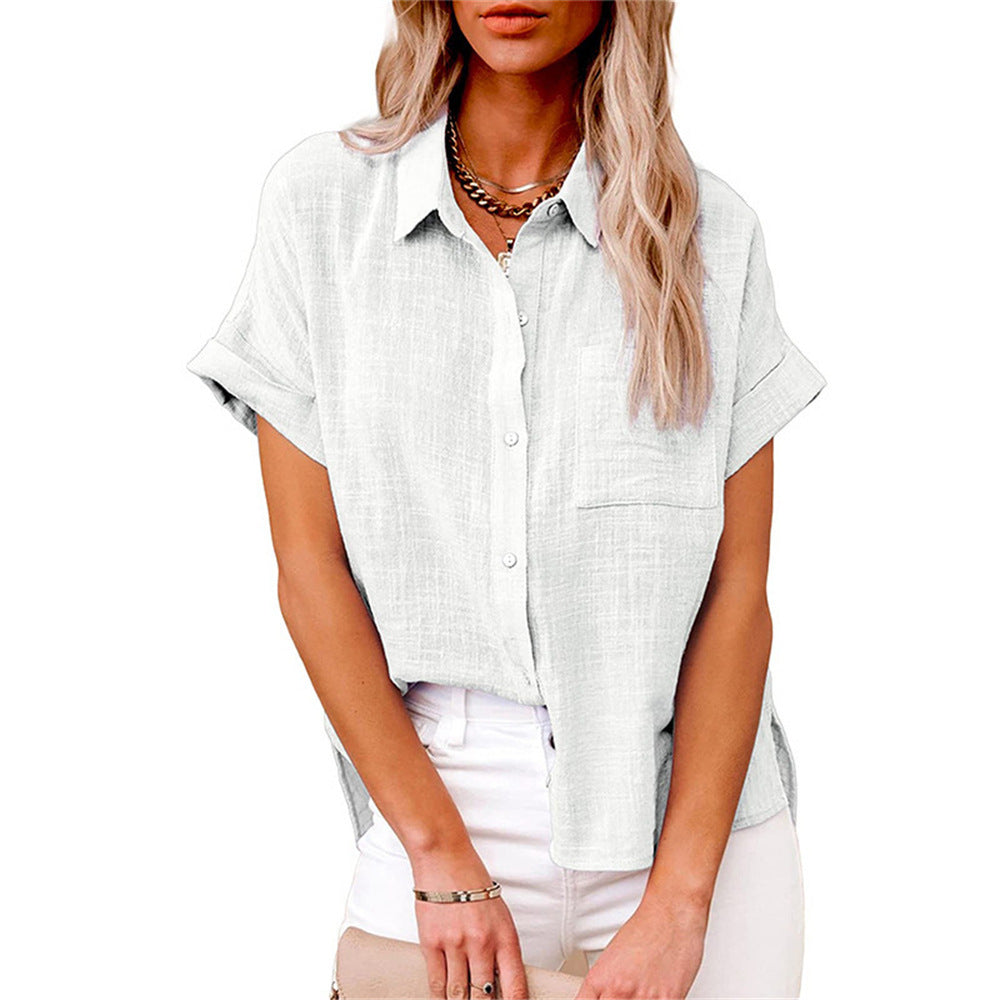 Ambrosine - Women's Relaxed Blouse with Button Front - photo 7