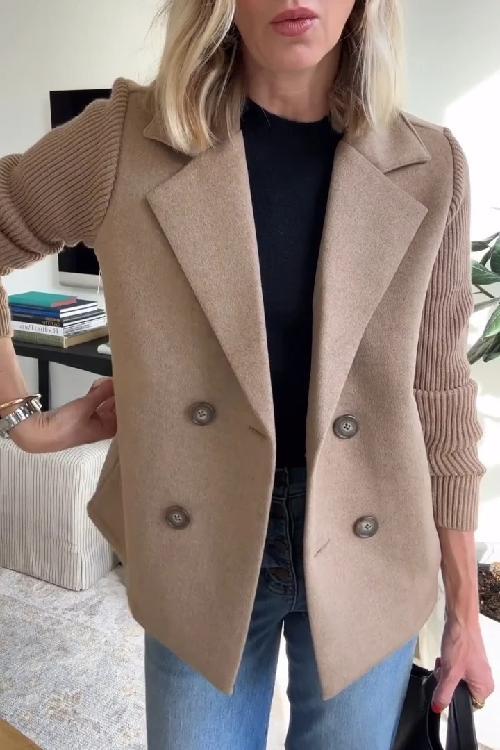Women's Tailored Blazer with Knit Sleeves - photo 1