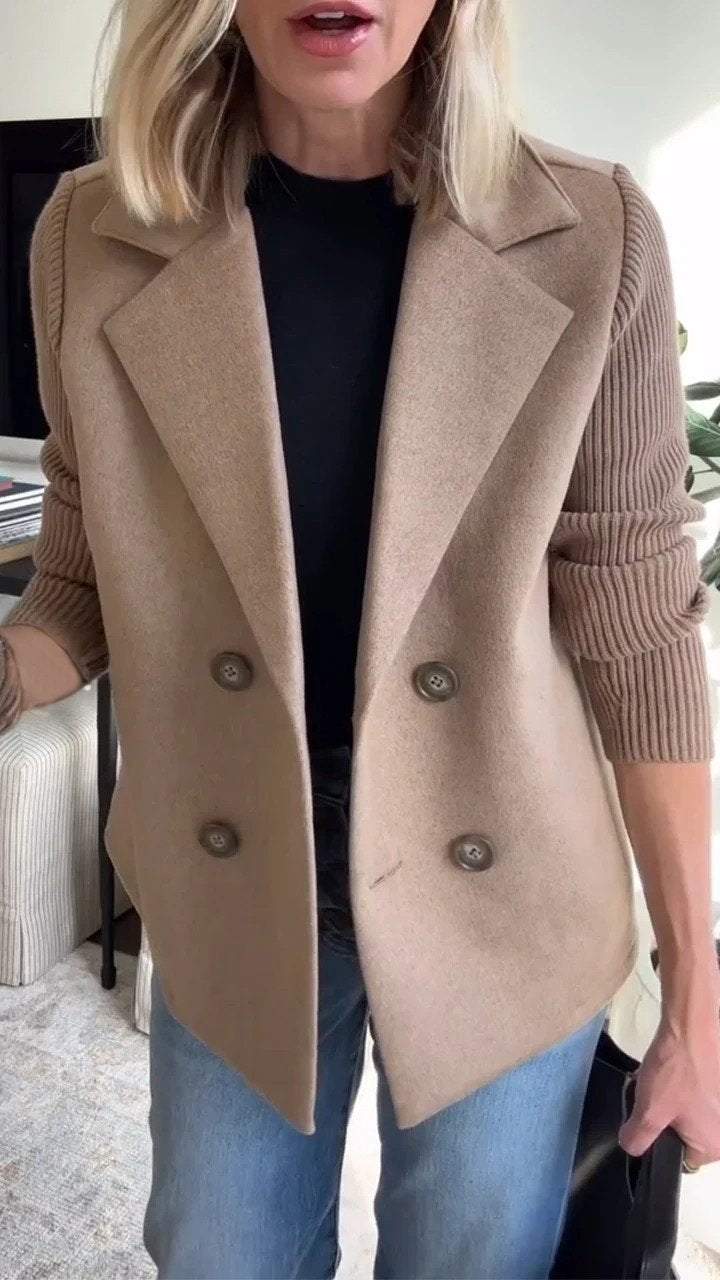 Women's Tailored Blazer with Knit Sleeves - photo 4