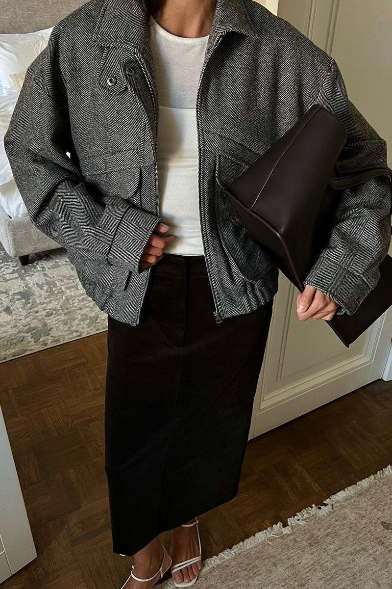 Andrea - Women's Herringbone Coat with Collar - photo 1