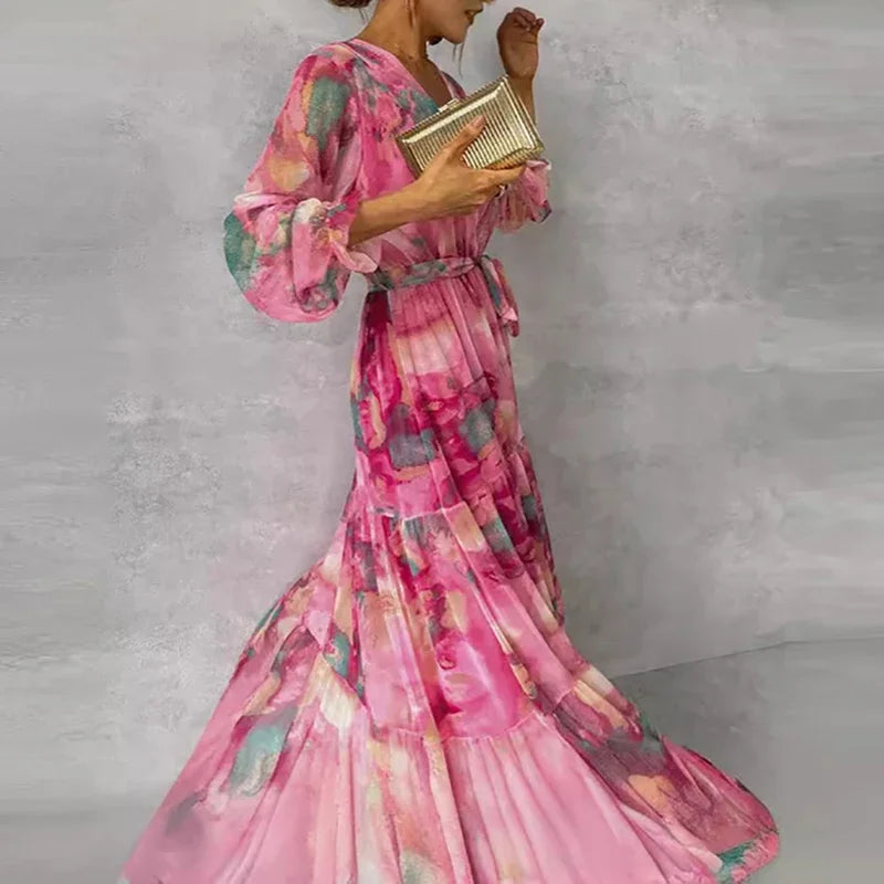 Angeline - Women's Multicolour V Neck Maxi Dress - photo 3