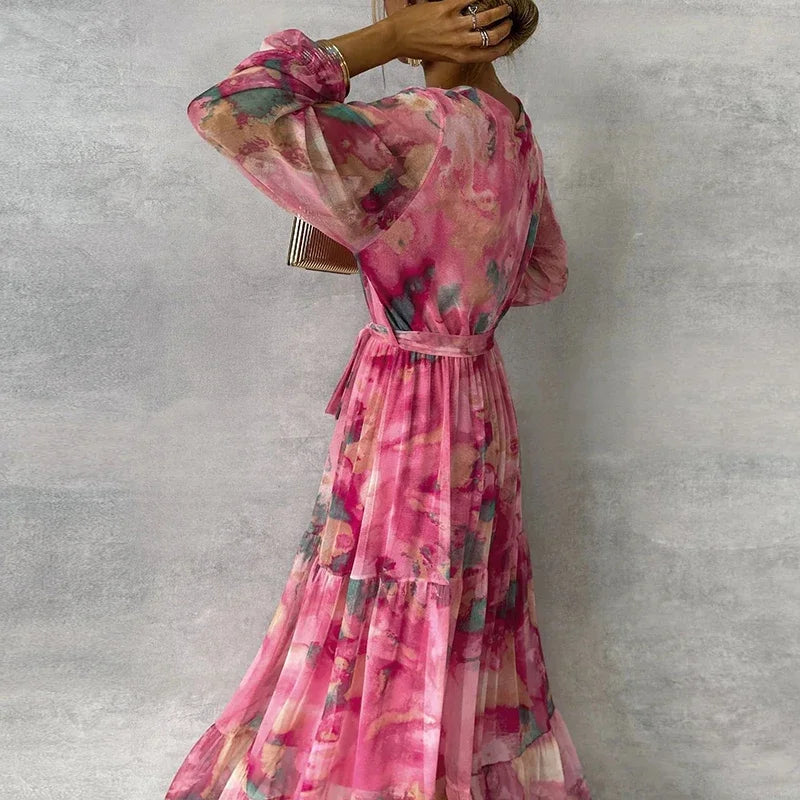 Angeline - Women's Multicolour V Neck Maxi Dress - photo 4