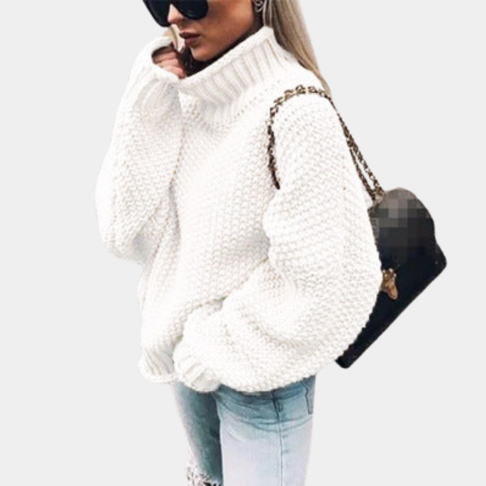 Annabelle - Women's Relaxed Jumper with Collar and Roll Neck - photo 5