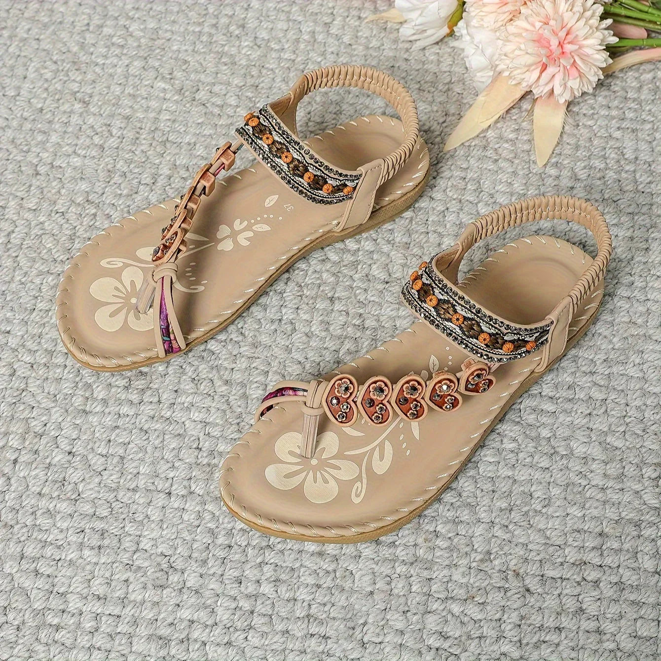 Alana - Women's Beaded Sandals with Straps