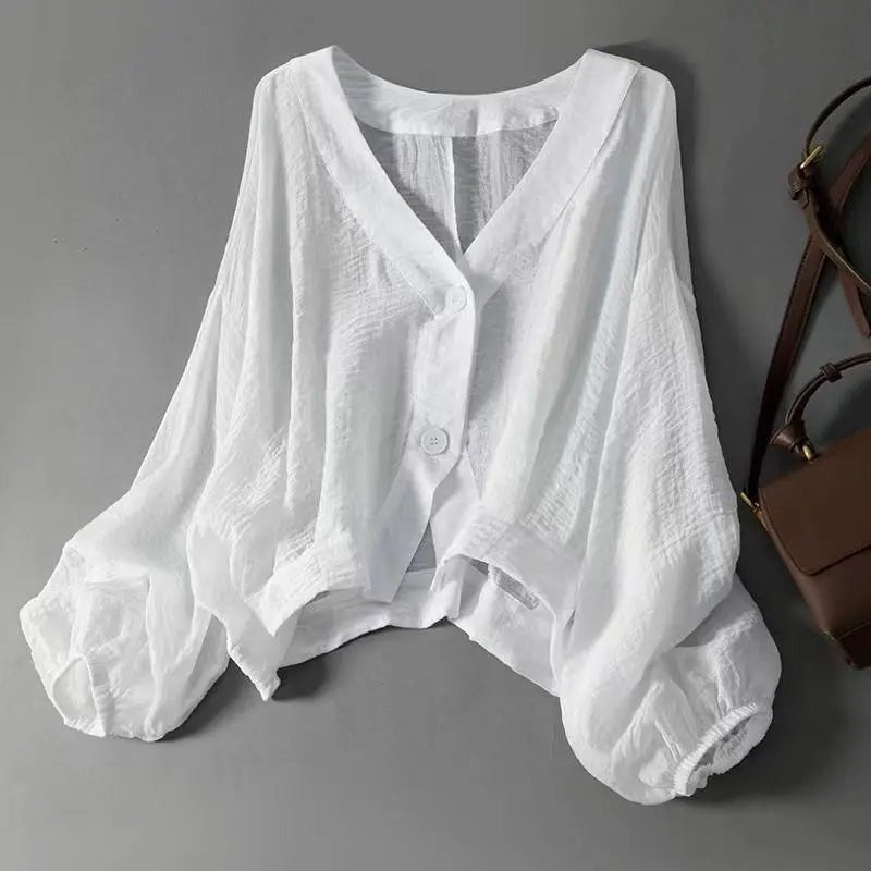 Arabelle - Women's Blouse with Button Front and V-Neck - photo 1