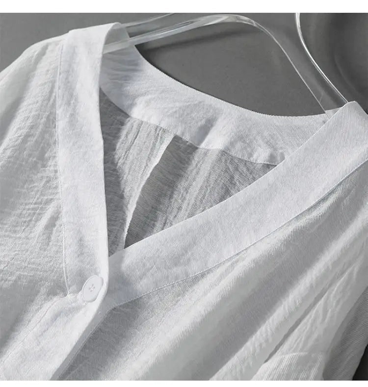 Arabelle - Women's Blouse with Button Front and V-Neck - photo 3