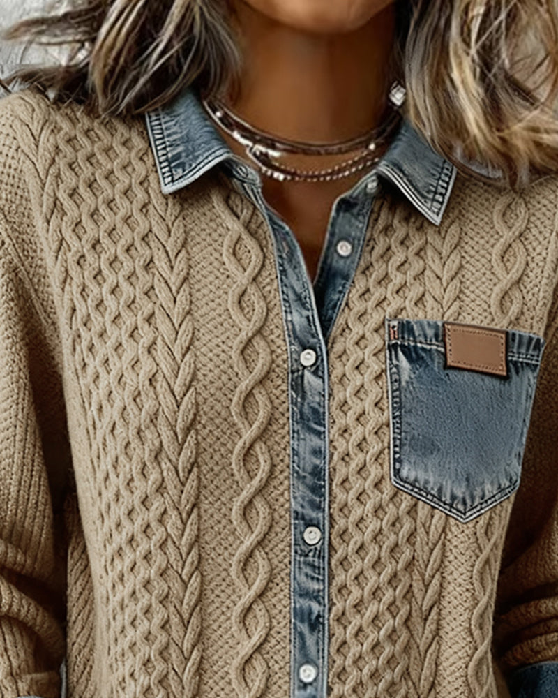 Araminta - Women's Denim Jumper with Side Pockets and Collar - photo 10