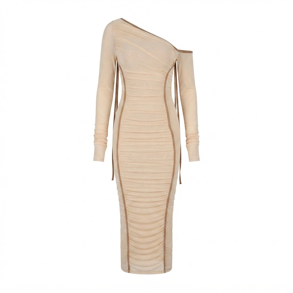 Arbella - Women's Dress with Ruching and One-Shoulder Neckline - photo 4