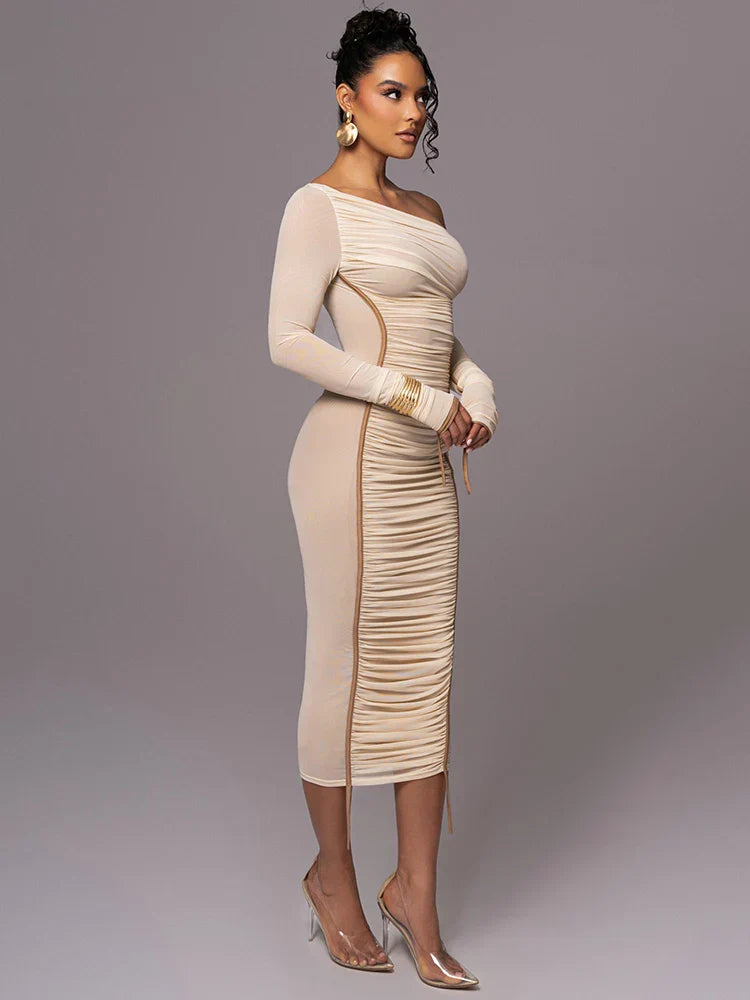 Arbella - Women's Dress with Ruching and One-Shoulder Neckline - photo 6