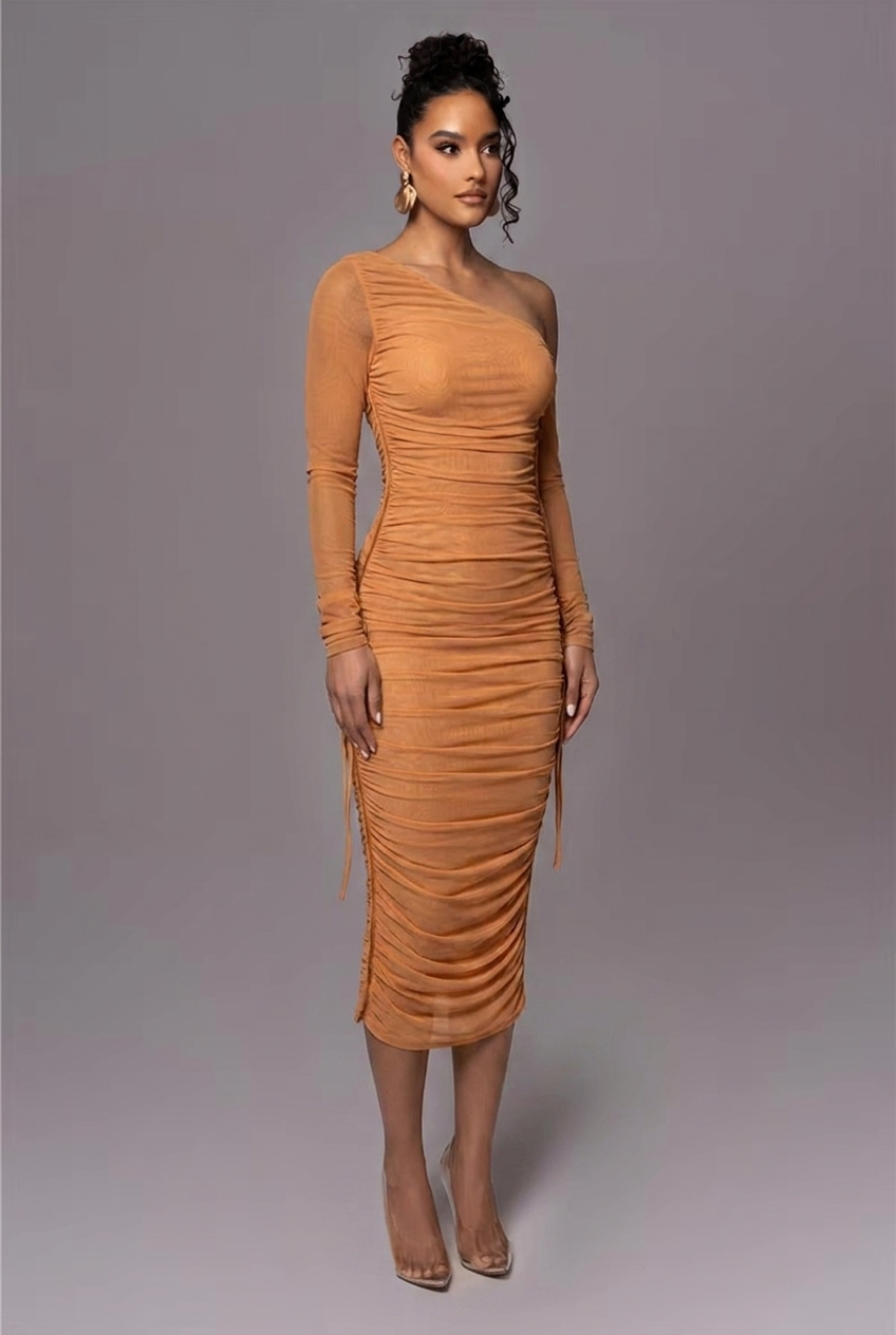 Arbella - Women's Dress with Ruching and One-Shoulder Neckline - photo 8