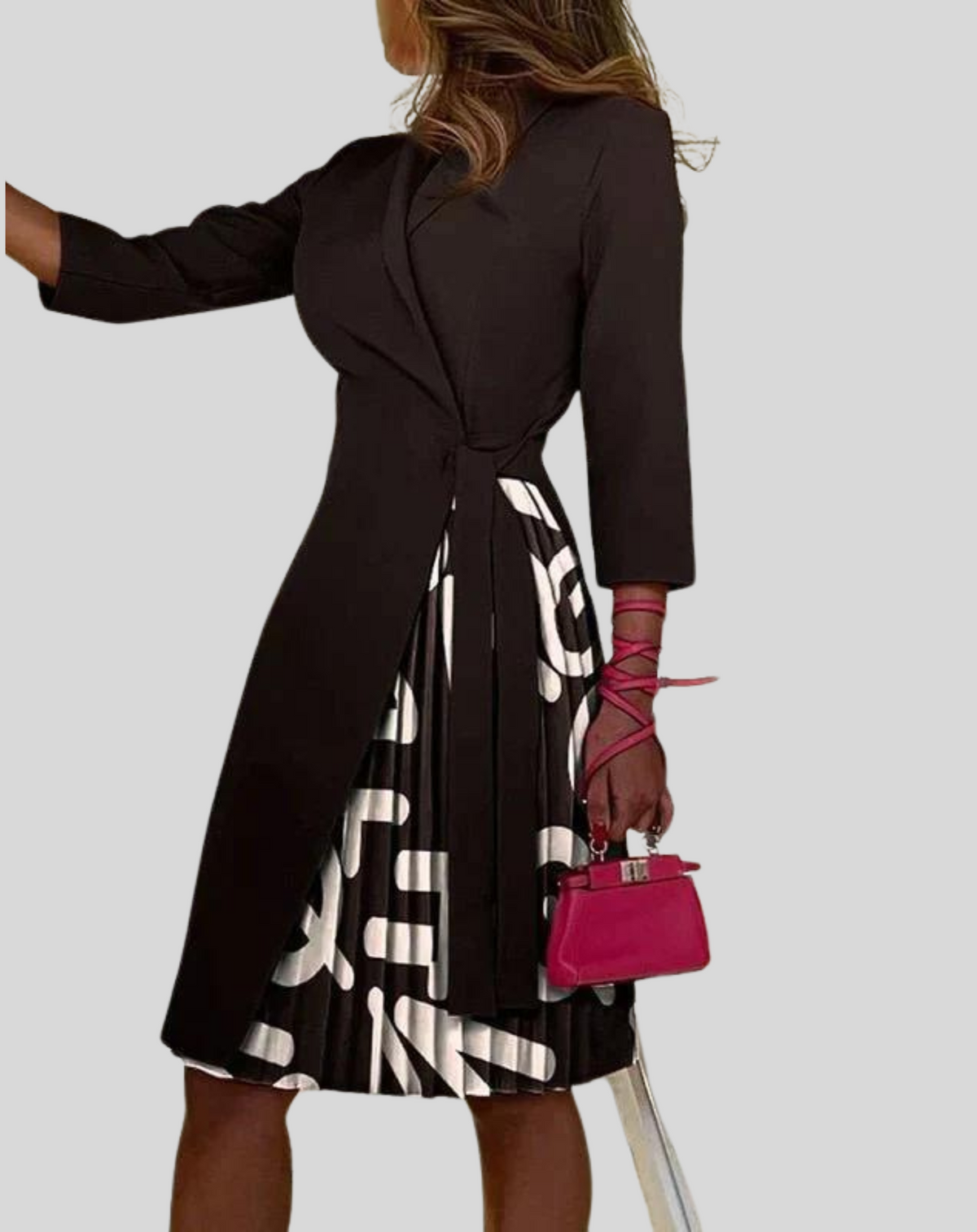 Arden - Women's Fitted Midi Dress with Pleats - photo 10