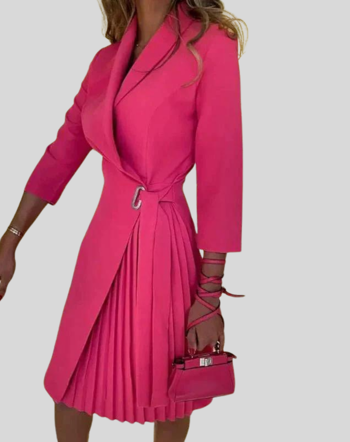 Arden - Women's Fitted Midi Dress with Pleats - photo 3