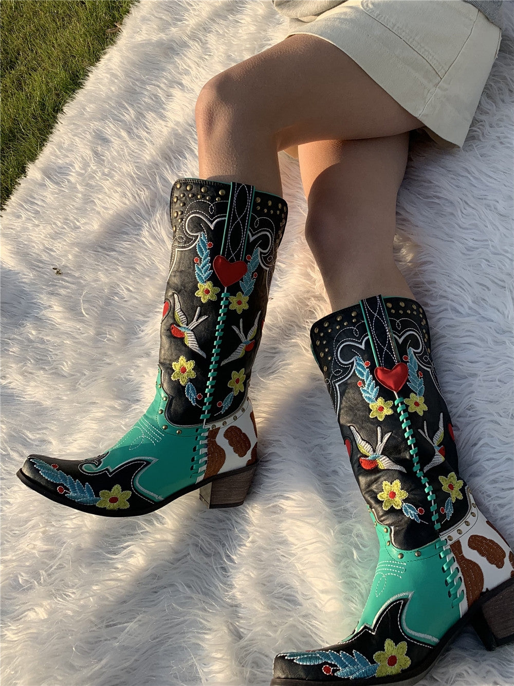 Astrid - Women's Western Style Cowboy Boots with Pointed Toe - photo 1