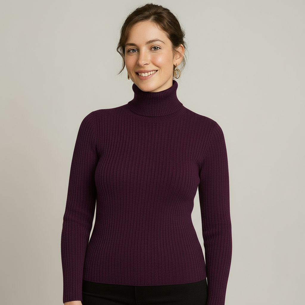Autumn - Women's Ribbed Jumper with Roll Neck - photo 1