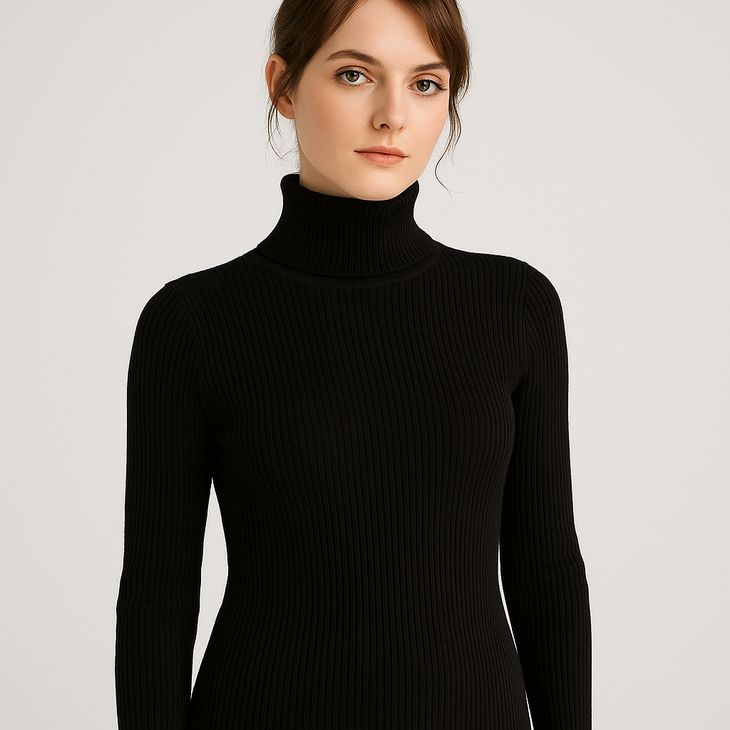 Autumn - Women's Ribbed Jumper with Roll Neck - photo 5