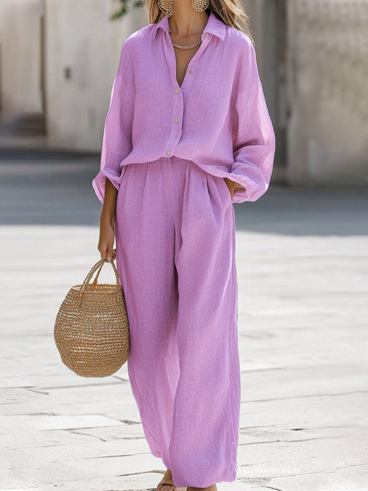 Alyssa - Women's Lightweight Linen Two-Piece Set for Summer