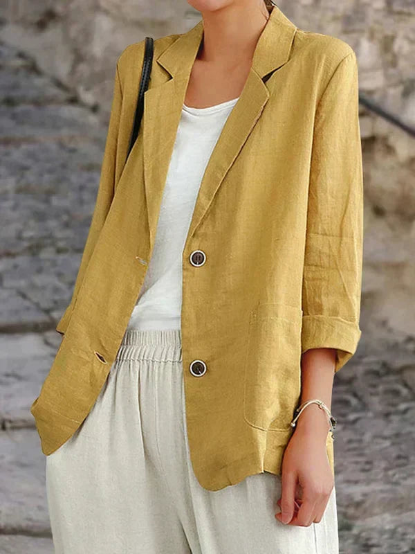 Women's Linen Button Front Blazer for Summer Wear - photo 3