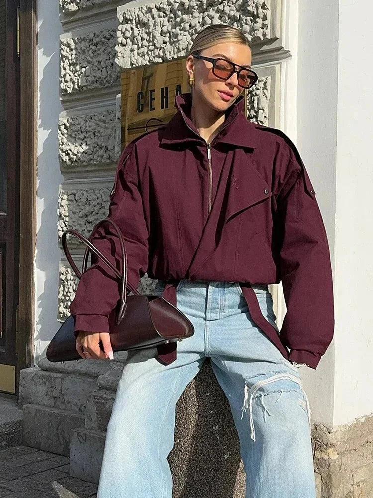 Barbara - Women's Bomber Jacket with Side Pockets and Collar - photo 1