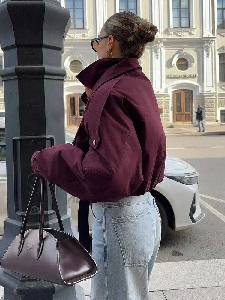 Barbara - Women's Bomber Jacket with Side Pockets and Collar - photo 6