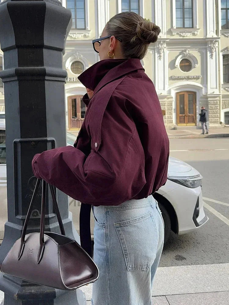 Barbara - Women's Bomber Jacket with Side Pockets and Collar - photo 6