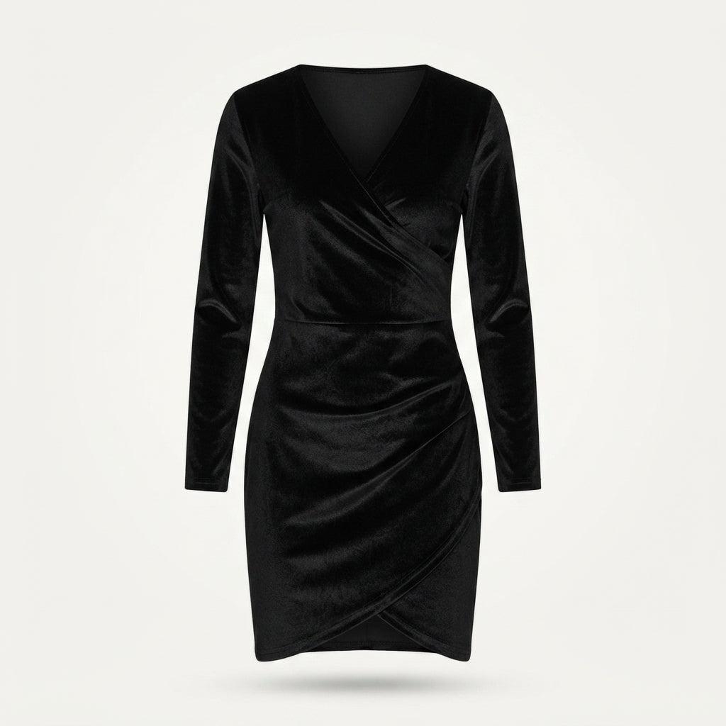 Beata - Women's Wrap Mini Dress with Long Sleeves - photo 4