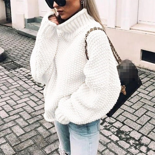 Betsy - Women's Chunky Knit Turtleneck Sweater - photo 2