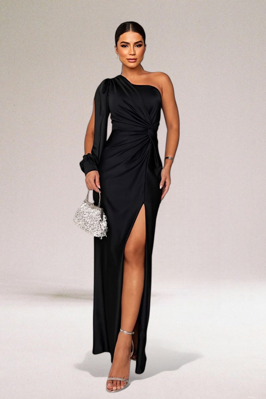 Benedicta - Women's Satin Jumper with One-Shoulder Neckline - photo 15