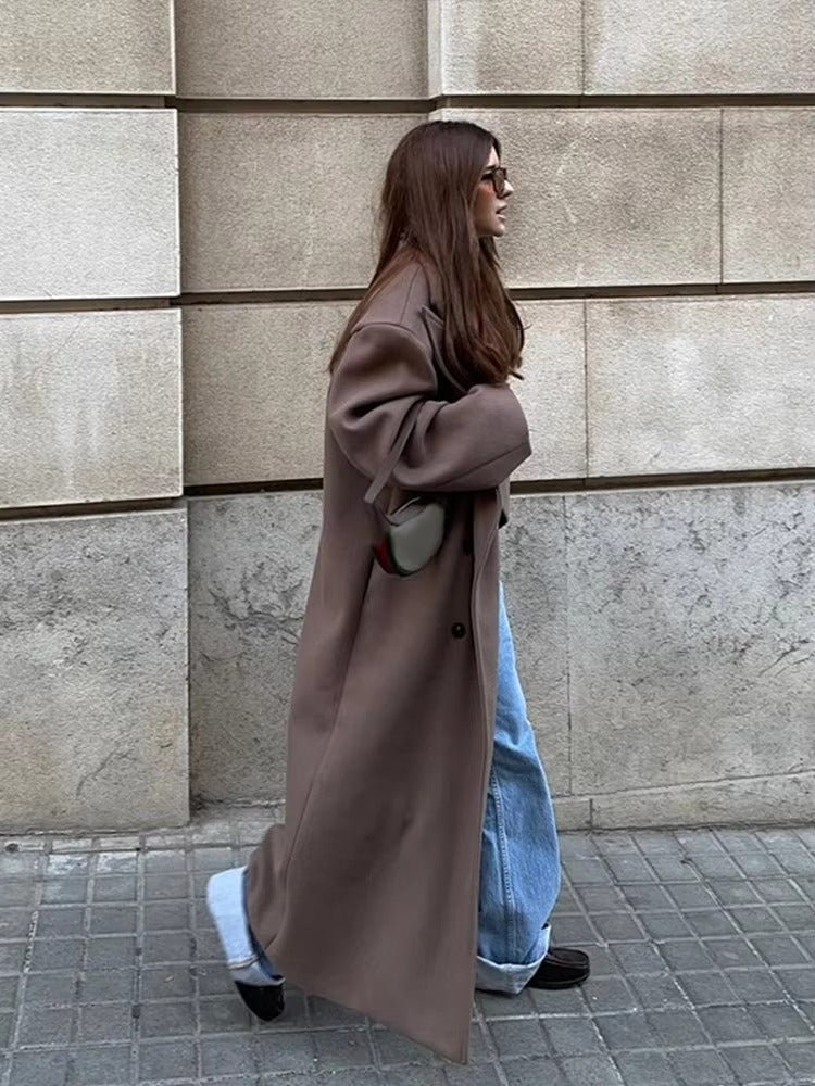 Bernadette - Women's Longline Coat with Double-Breasted Front - photo 10