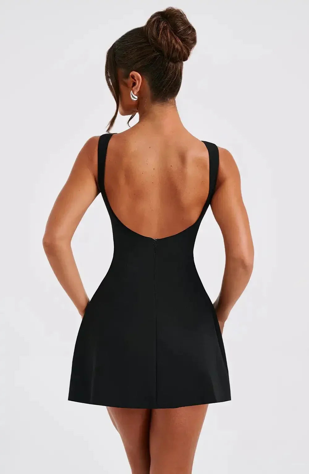 Bernice - Women's Boat Neck Fit and Flare Mini Dress - photo 2